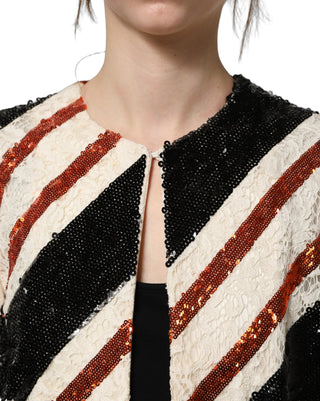 Multicolor Stripe Sequin Duster Coat Jacket