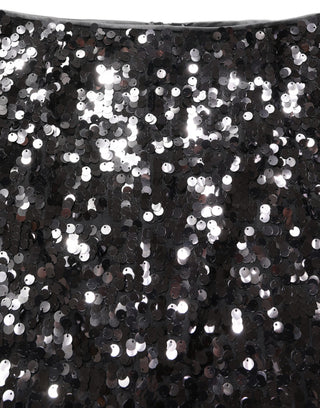 Brown Sequinned Embellished Pencil Cut Skirt