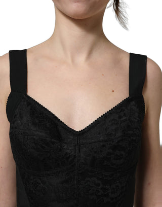 Black Floral Lace Corset Bodycon Bodysuit