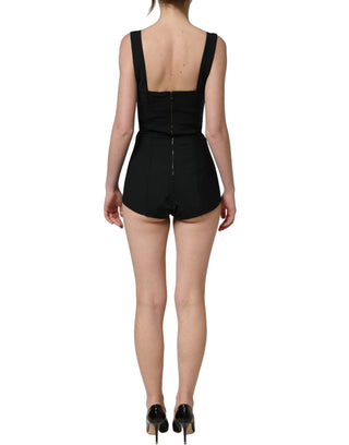 Black Floral Lace Corset Bodycon Bodysuit
