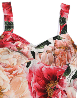 Multicolor Floral Cropped Bustier Tank Top