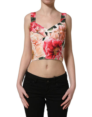 Multicolor Floral Cropped Bustier Tank Top