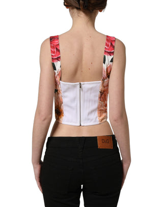 Multicolor Floral Cropped Bustier Tank Top