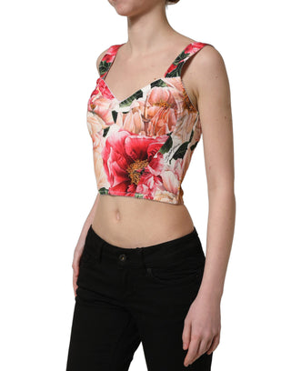 Multicolor Floral Cropped Bustier Tank Top