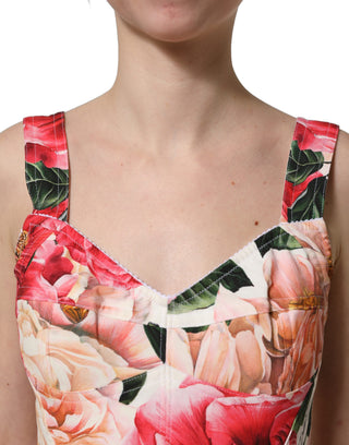 Multicolor Floral Cropped Bustier Tank Top