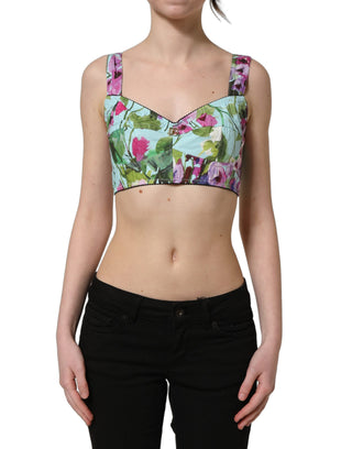 Multicolor Floral Cropped Bustier Tank Top