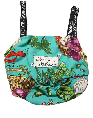 Multicolor Silk Vegetable Print Cropped Top