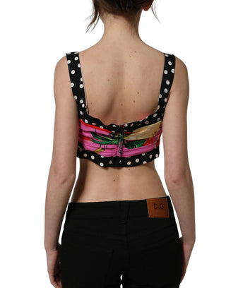Multicolor Silk Cropped Bustier Corset Top