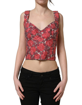 Multicolor Floral Cropped Bustier Tank Top
