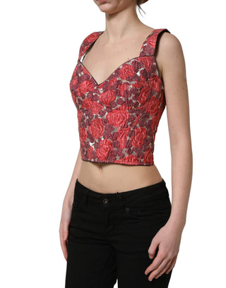 Multicolor Floral Cropped Bustier Tank Top