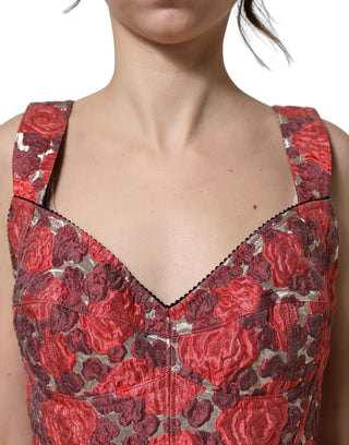 Multicolor Floral Cropped Bustier Tank Top
