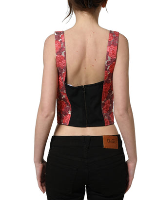 Multicolor Floral Cropped Bustier Tank Top
