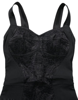 Black Floral Lace Corset Bodycon Bodysuit