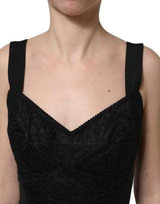 Black Floral Lace Corset Bodycon Bodysuit