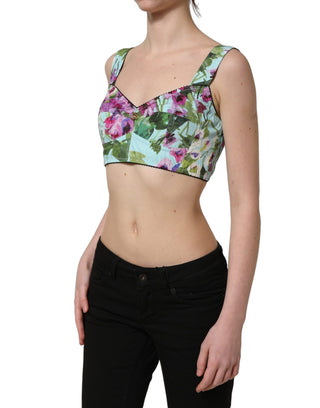 Multicolor Floral Cropped Bustier Tank Top