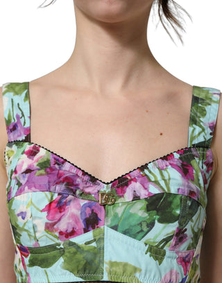 Multicolor Floral Cropped Bustier Tank Top