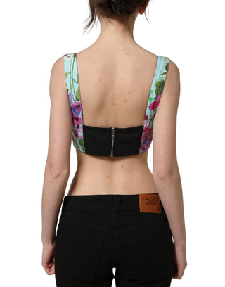 Multicolor Floral Cropped Bustier Tank Top