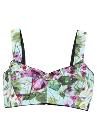Multicolor Floral Cropped Bustier Tank Top
