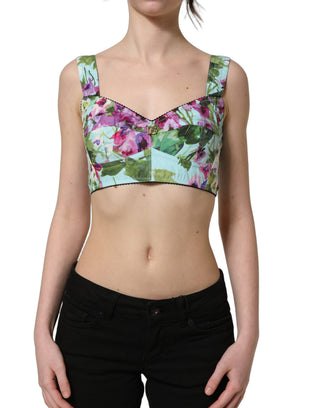 Multicolor Floral Cropped Bustier Tank Top