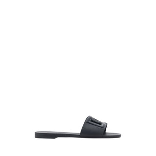 Black Rubber Flat Sandals