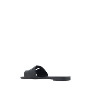 Black Rubber Flat Sandals