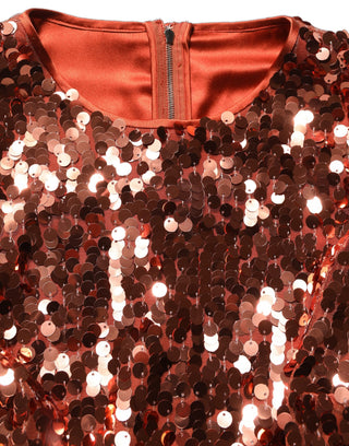 Blusa corta de manga larga con lentejuelas rojas