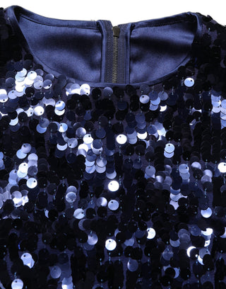Top corto sin mangas con lentejuelas azules