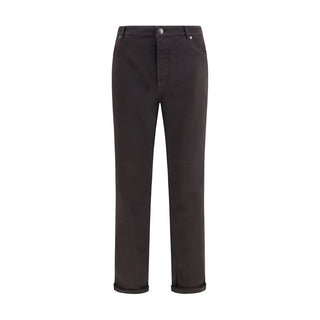 Brown Cotton Relaxed Fit Jeans
