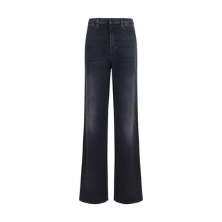 Black Cotton Straight-Leg Jeans