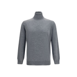 Suéter de cuello alto gris de lana oveja aries