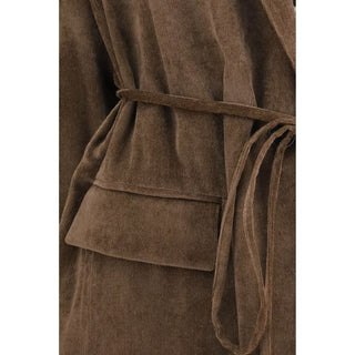 Brown Viscose Full-Length Jacket