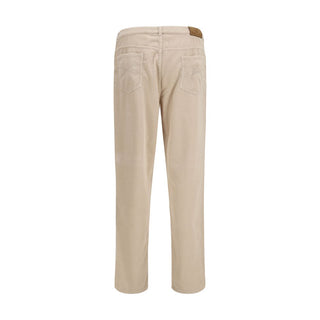 Pantalones casuales de algodón beige  