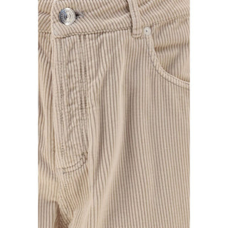 Pantalones casuales de algodón beige  