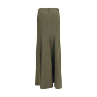 Bicolor Silk Long Skirt