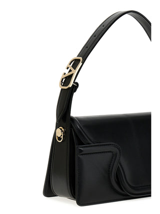 Bolso de hombro de cuero negro