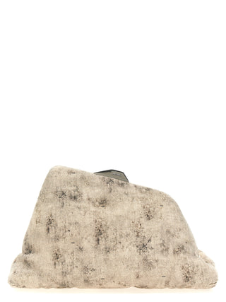 Gray Leather Clutch Bag