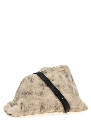 Gray Leather Clutch Bag