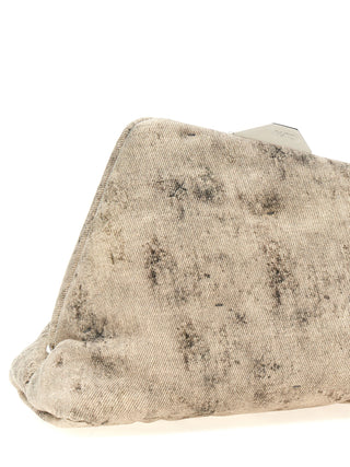 Gray Leather Clutch Bag
