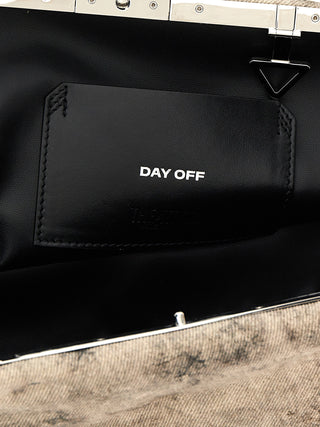 Gray Leather Clutch Bag