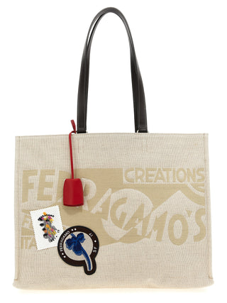 Bolsa tote beige de tela