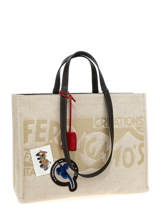 Bolsa tote beige de tela