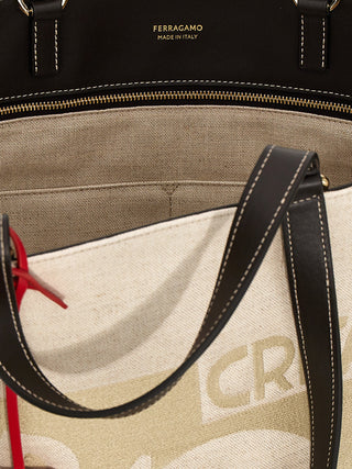 Bolsa tote beige de tela