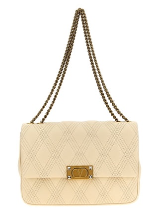 Bolso de hombro de piel de cordero blanco