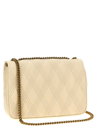 Bolso de hombro de piel de cordero blanco