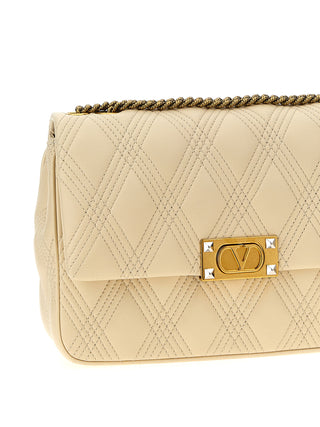 Bolso de hombro de piel de cordero blanco