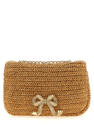 Beige Raffia Shoulder Bag