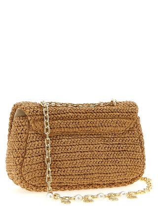 Beige Raffia Shoulder Bag