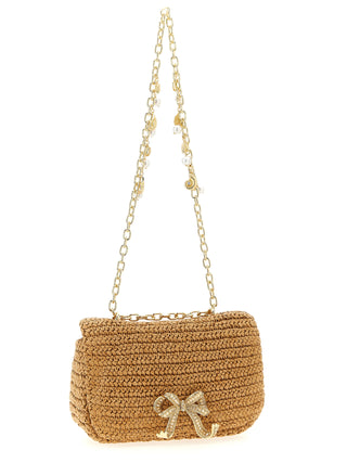 Beige Raffia Shoulder Bag
