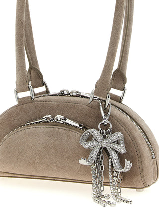 Gray Lamb Leather Shoulder Bag