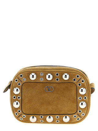 Bolso bandolera beige de cuero de vaca
